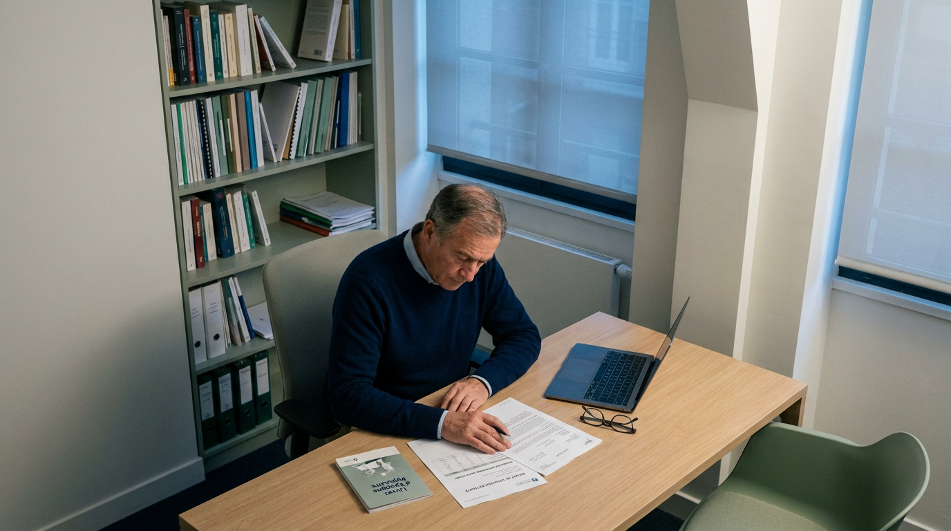 Dossier PER et Livret A posé sur un bureau d'épargne
